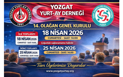 Derneğimizin 14. Olağan Genel Kurulu 18 Nisan 2026’da Yapılacak