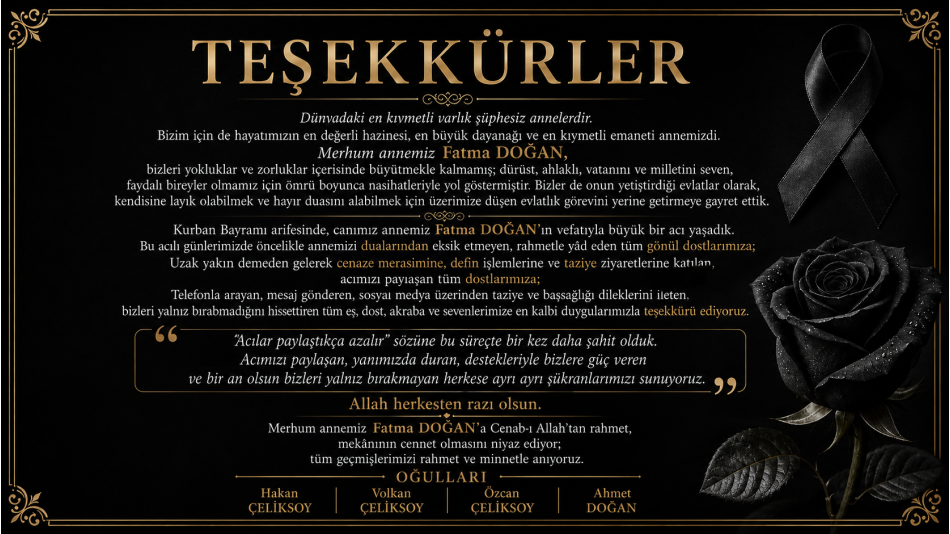 Başkanımız Hakan ÇELİKSOY’dan Taziye Teşekkür Mesajı